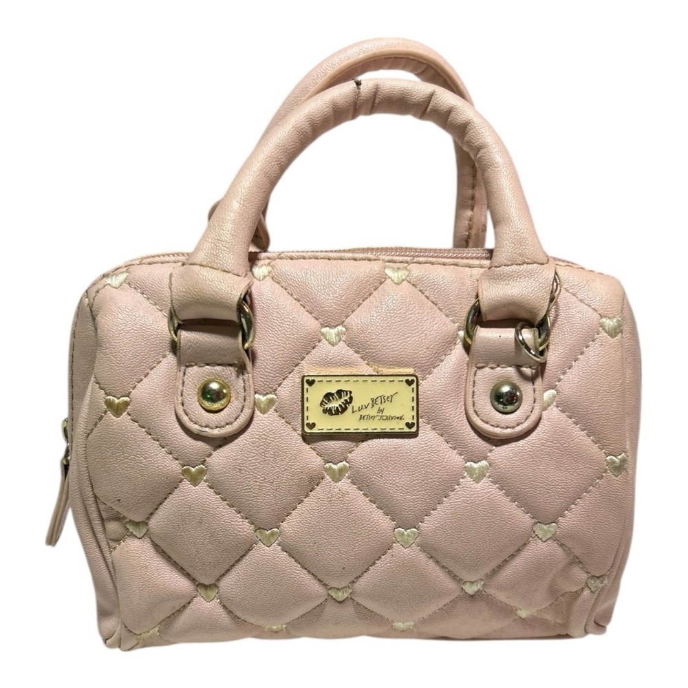 LUV Betsey by Betsey Johnson Mini Pink Quilted Bag Satchel 7” x 5"